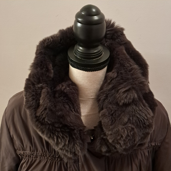 Blue Duck Coat Women's Large L Brown Insulated Layered Cozy Rabbit Fur Winter - Picture 2 of 15